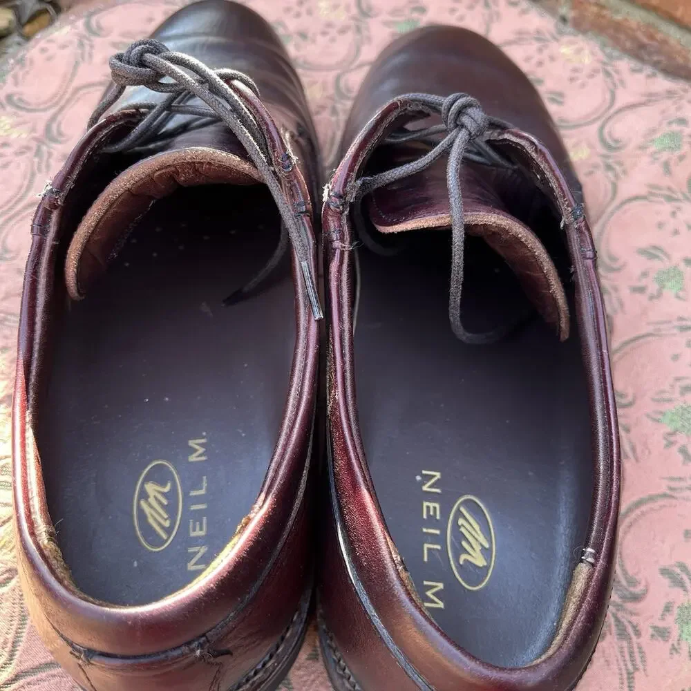 Neil M Mens Oxford Dress Shoes 11.5D Brown Pebbled Leather Lace Up NM402023 USA